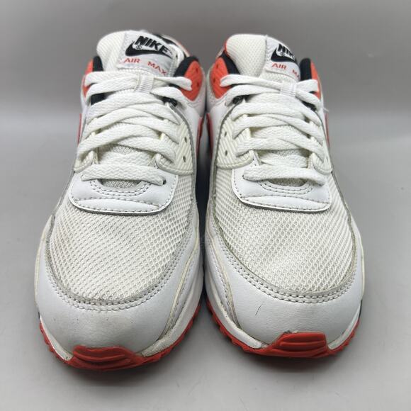Nike Air Max 90 Running Shoes Men Size 9.5 White Red Comfort Low Top Sneakers - Picture 2 of 10